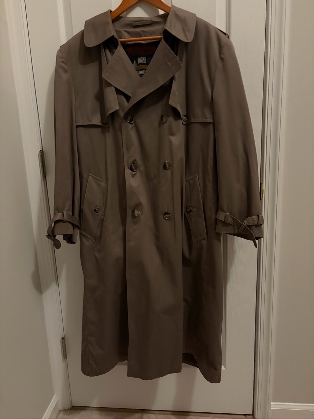 London Fog Taupe Double-Breasted Trench Coat